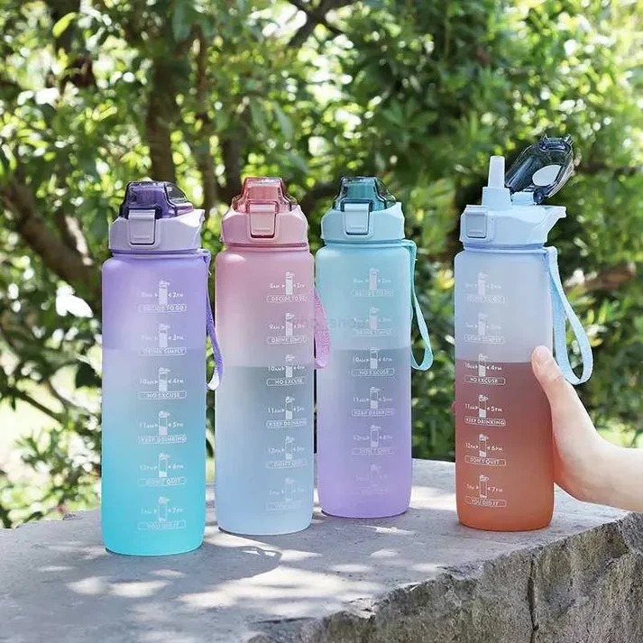 900ml Motivational Water Bottle with Straw
